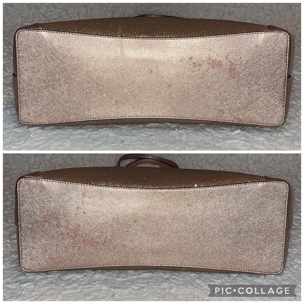Kate Spade Shimmy Joeley Lola Glitter Rose Gold Zip Top Tote Shoulder Bag - Picture 11 of 17